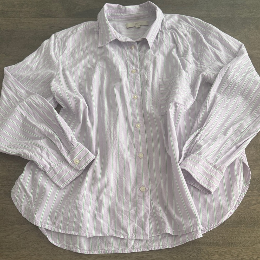 Purple and green LOFT Oxford shirt